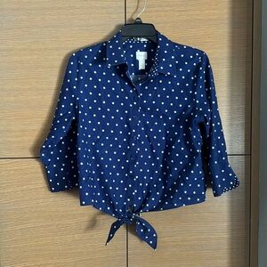 Button down blue and white top